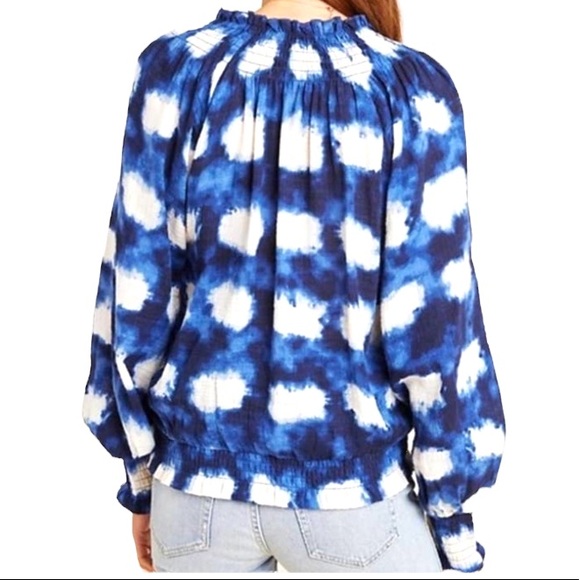 ANTHROPOLOGIE x PORRIDGE Ines BOHO Peasant Smocked Gauzy Cotton Tie Dye size M - Picture 3 of 11